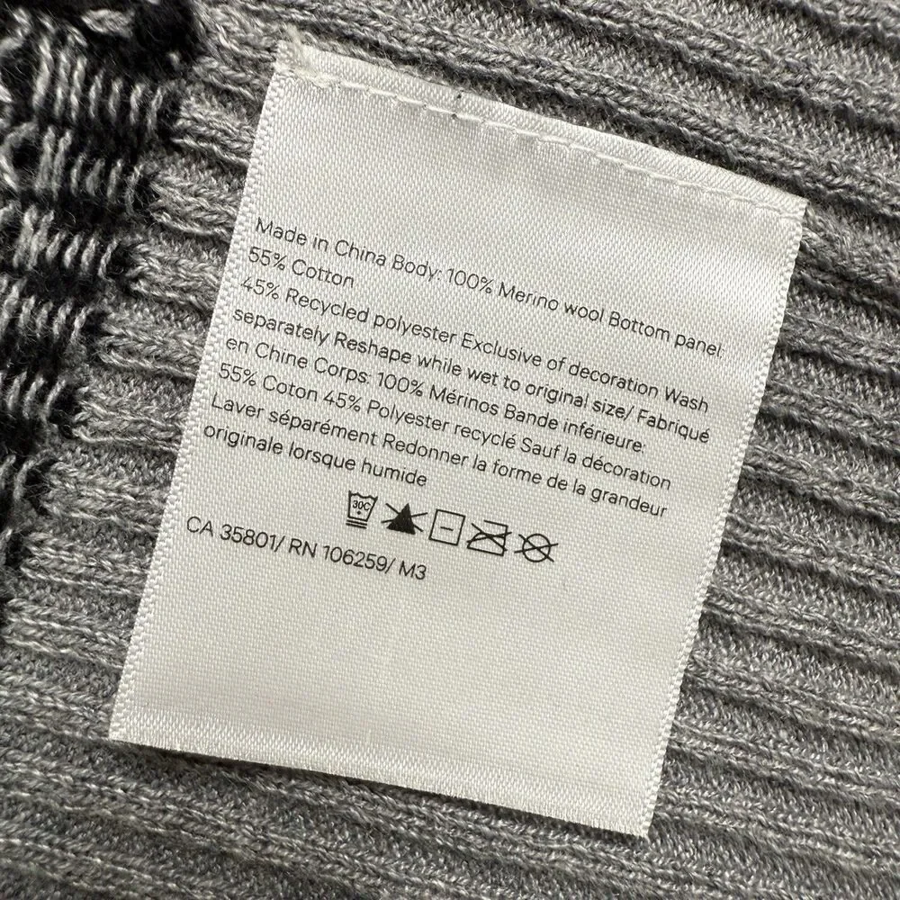 Lululemon‎ On The Go Poncho Womens Black Grey Merino Wool Sweater Half Zip Cape